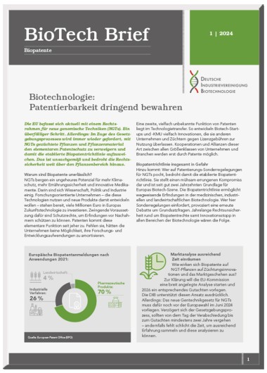 Biotechnologie: Patentierbarkeit dringend bewahren